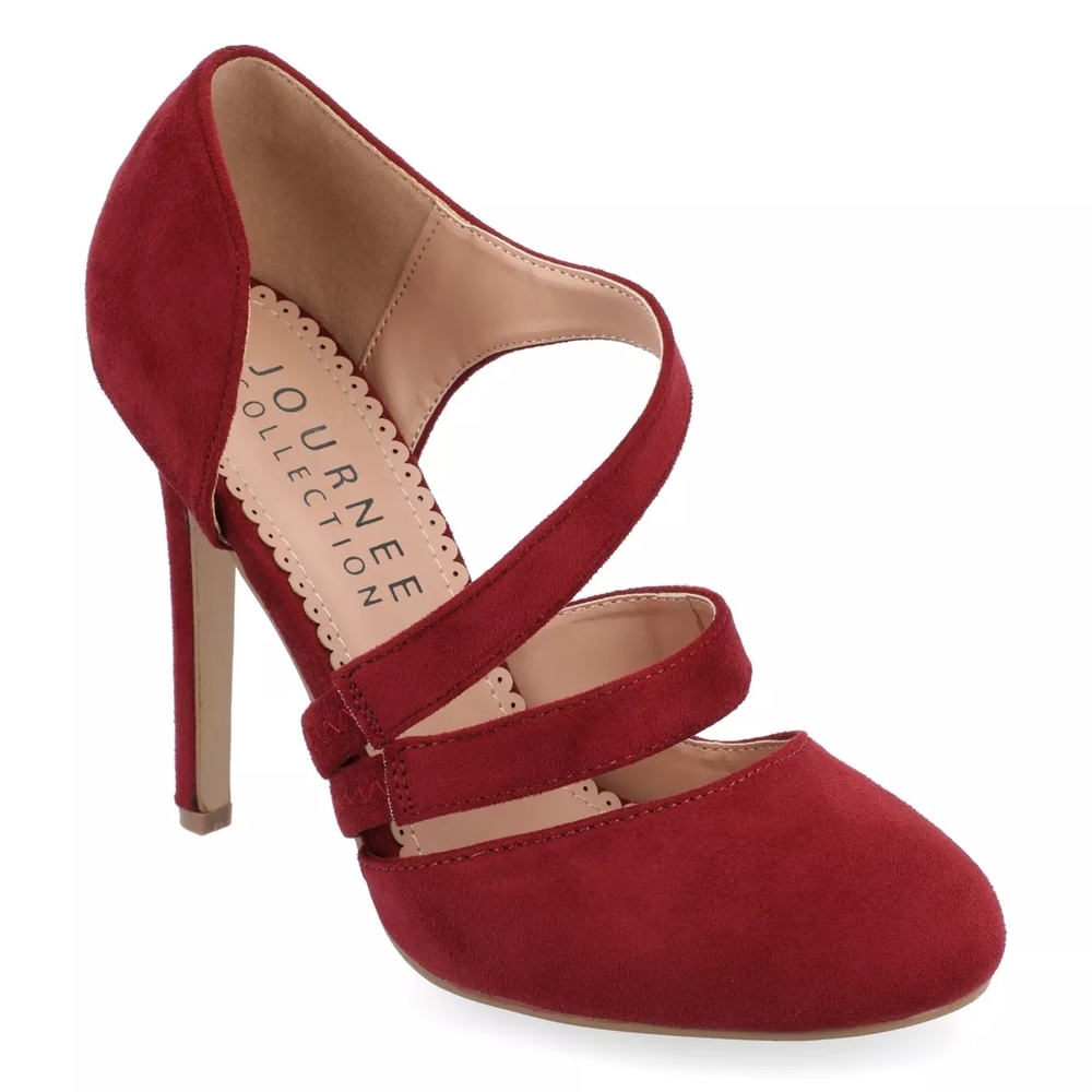Journee Collection Burgundy Strappy Stiletto Pump Heels